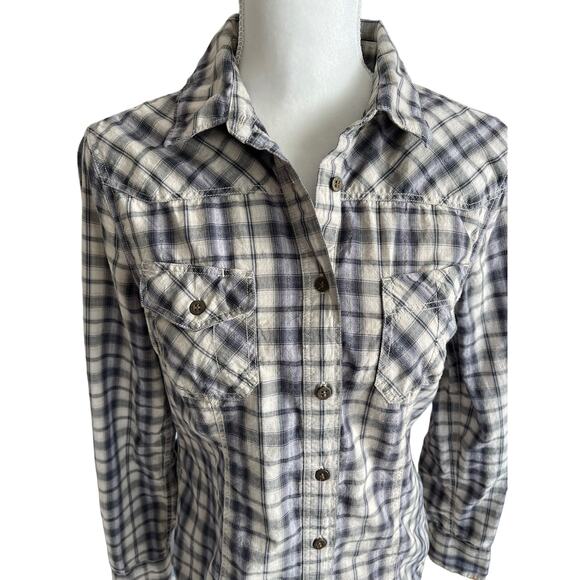 Allsaints Spitalfields Parson Button Down Plaid Women Shirt Size 8 Western Rodeo - Picture 3 of 13